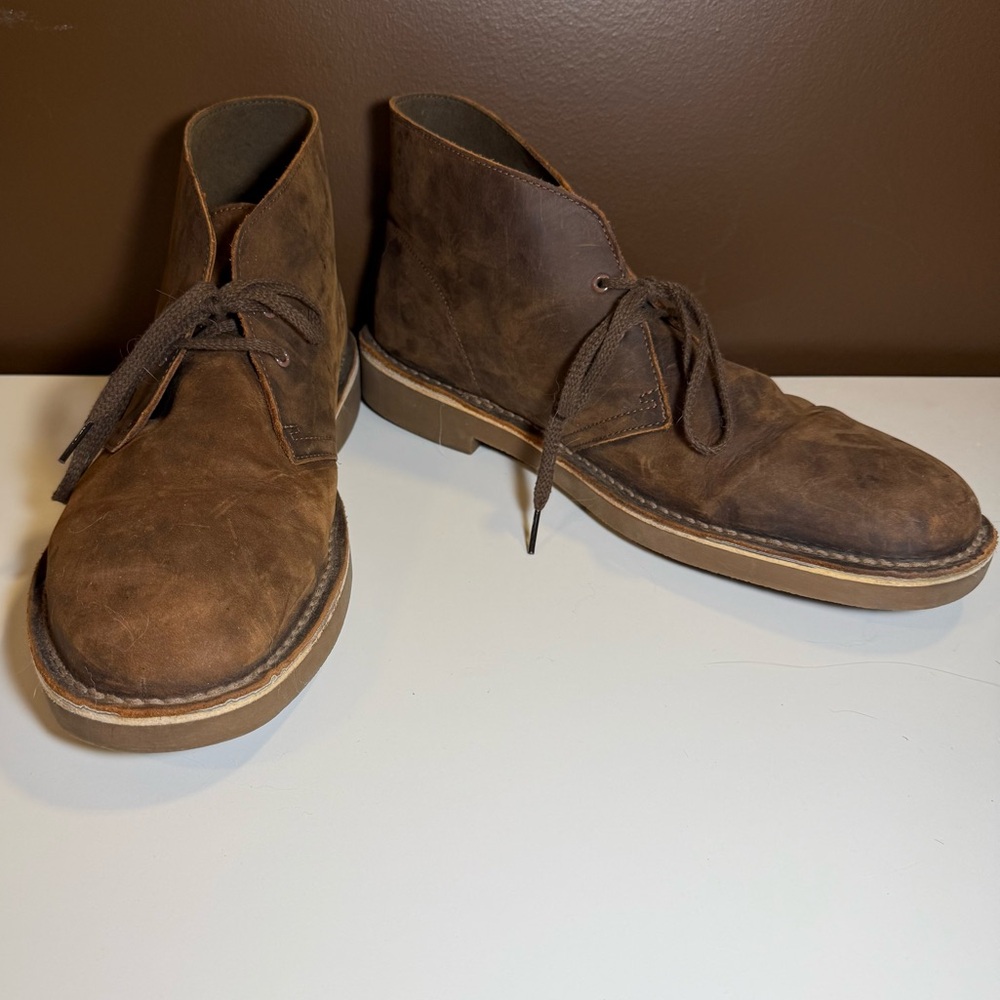 Clarks Men’s Leather Desert Chukka Boots Brown – Size 13 - Picture 2 of 11